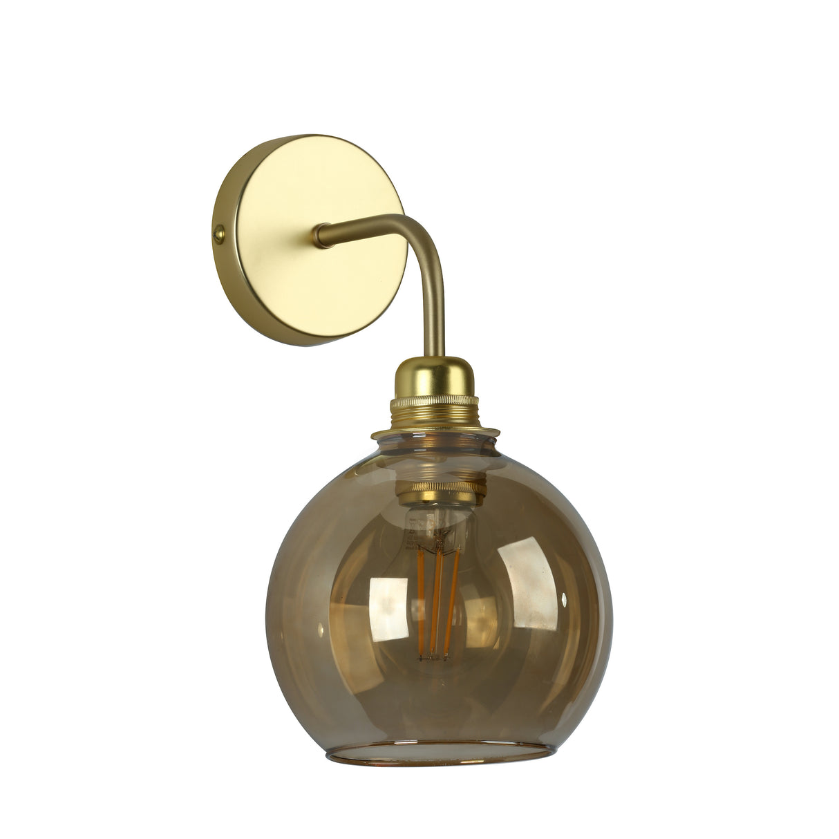 David Hunt Apollo Wall Light Butter Brass and Amber Glass