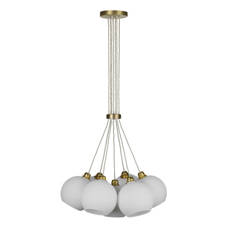 David Hunt Apollo 7 Light Cluster Pendant Butter Brass and Opal Glass