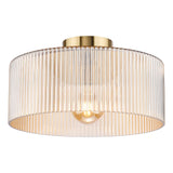 Dar Arlo Flush Antique Bronze and Champagne Ribbed Glass