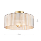 Dar Arlo Flush Antique Bronze and Champagne Ribbed Glass