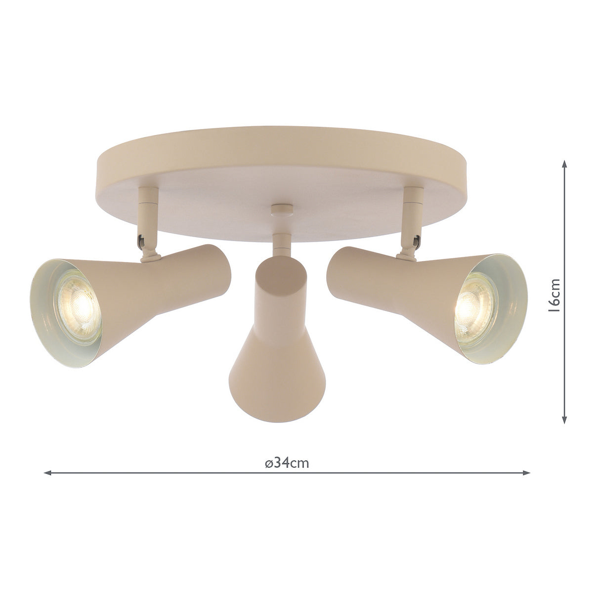 Dar Arnel 3 Light Plate Spotlight Satin Taupe