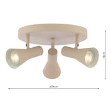 Dar Arnel 3 Light Plate Spotlight Satin Taupe