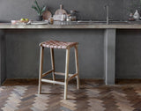 Nkuku Adembi Woven Leather Counter Stool