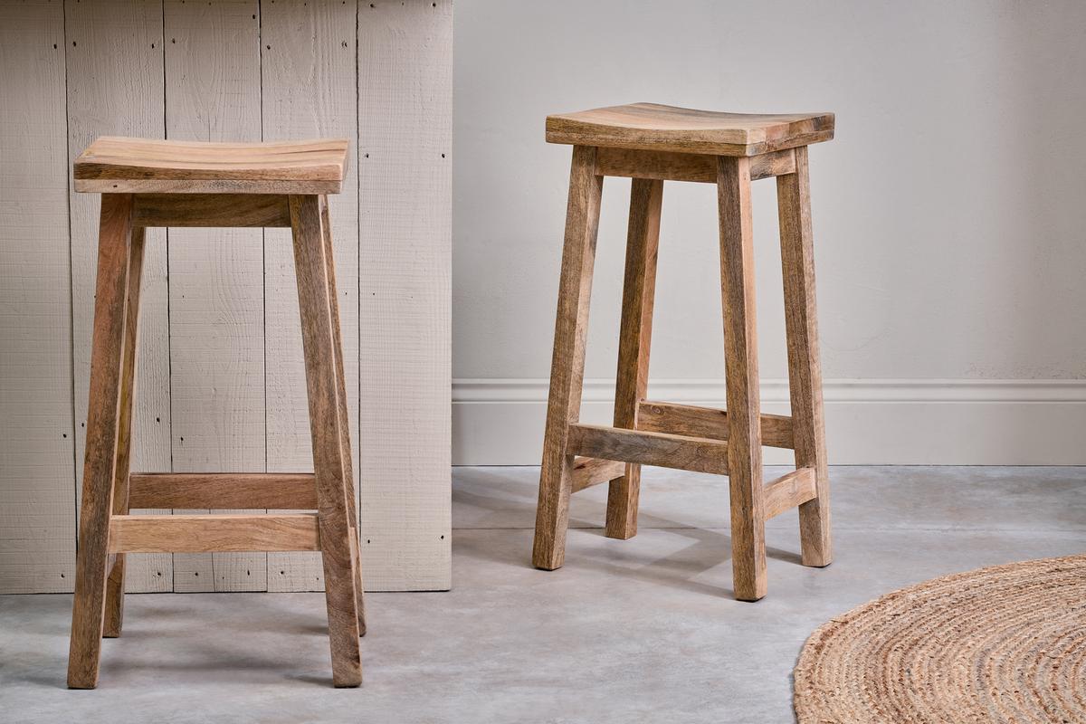 Nkuku Ambi Wooden Tall Stool Natural