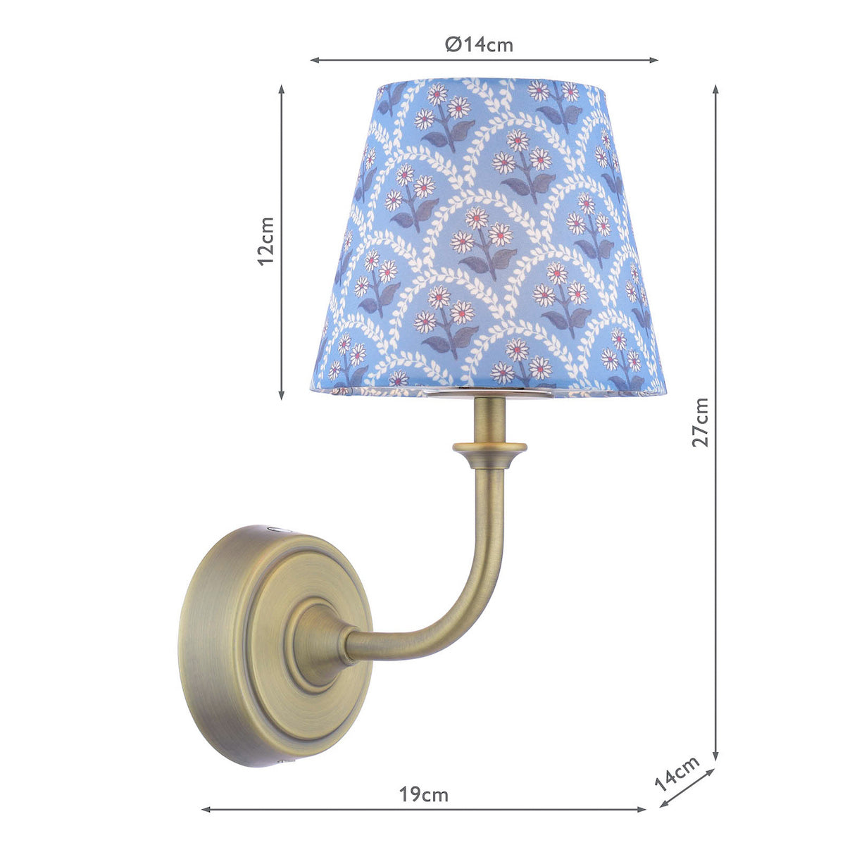 Joules Apsley Rechargeable LED Wall Light With Blue Shade