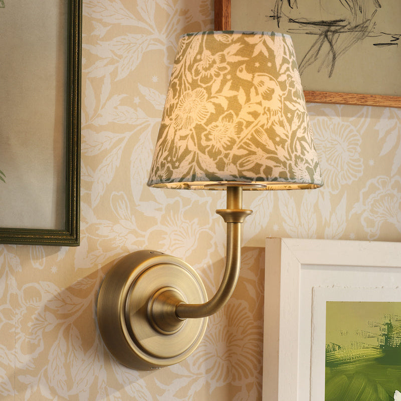 Joules Apsley Rechargeable LED Wall Light With Green Floral Shade