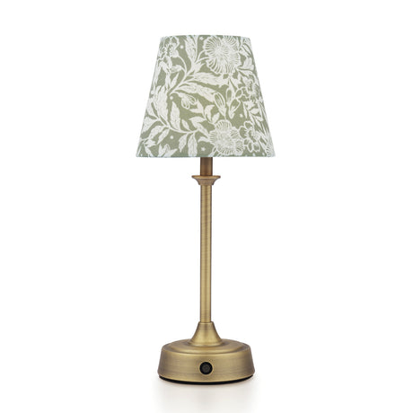 Joules Apsley Rechargeable LED Table Lamp With Green Floral Shade