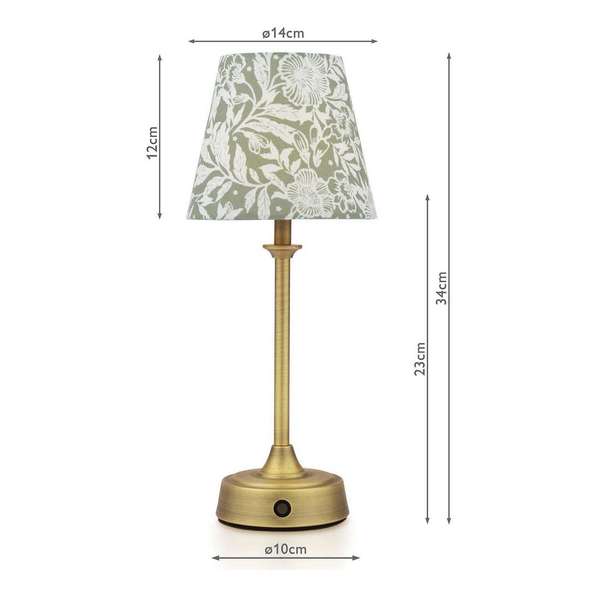 Joules Apsley Rechargeable LED Table Lamp With Green Floral Shade