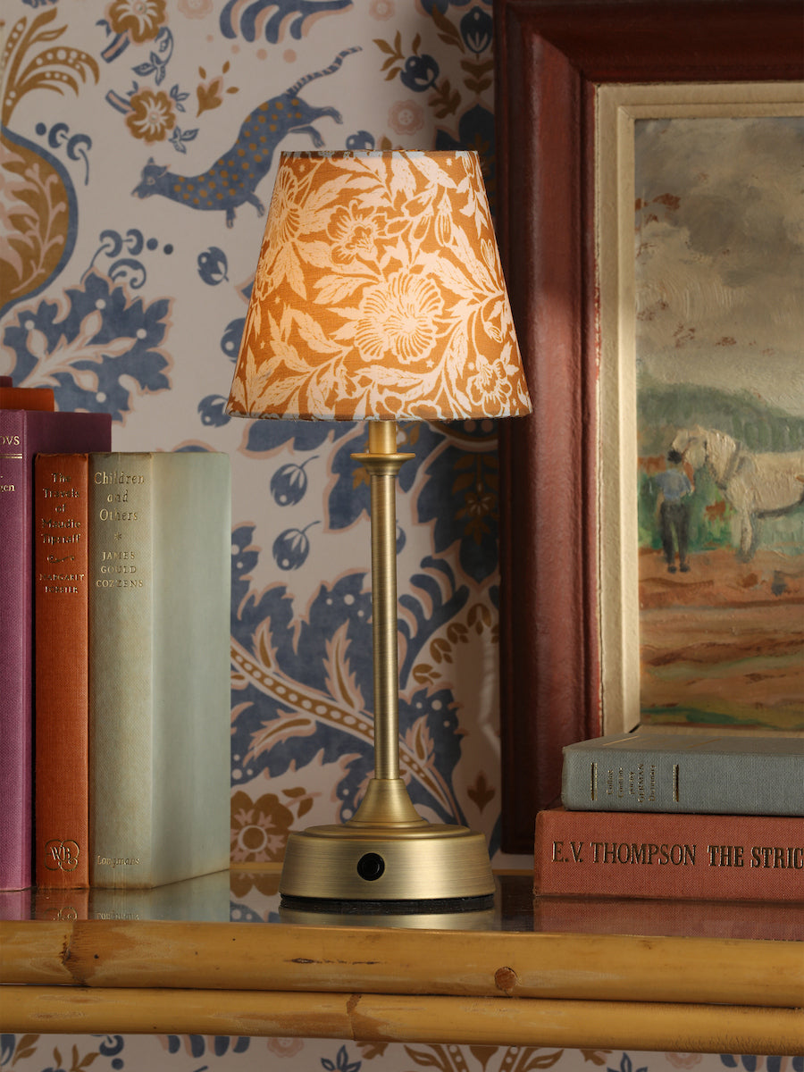Joules Apsley Rechargeable LED Table Lamp With Yellow Floral Shade