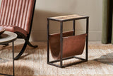 Nkuku Alera Side Table Natural & Brown Leather