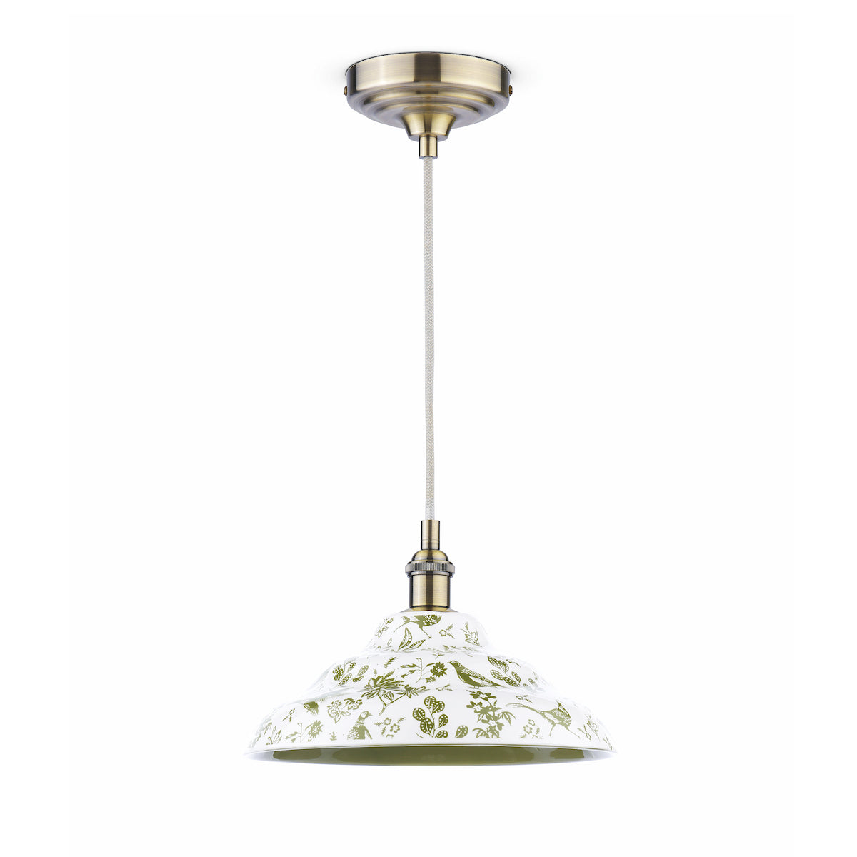 Joules Audley Pendant Green Ceramic and Matt Antique Brass