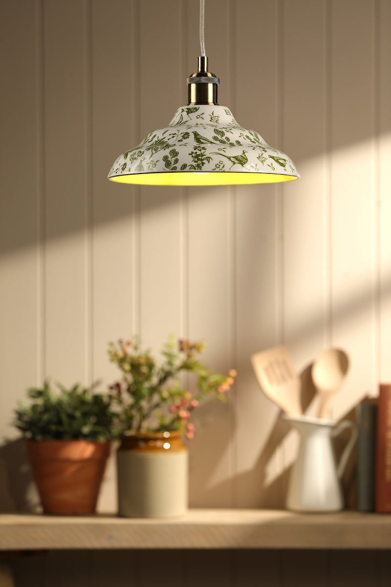 Joules Audley Pendant Green Ceramic and Matt Antique Brass