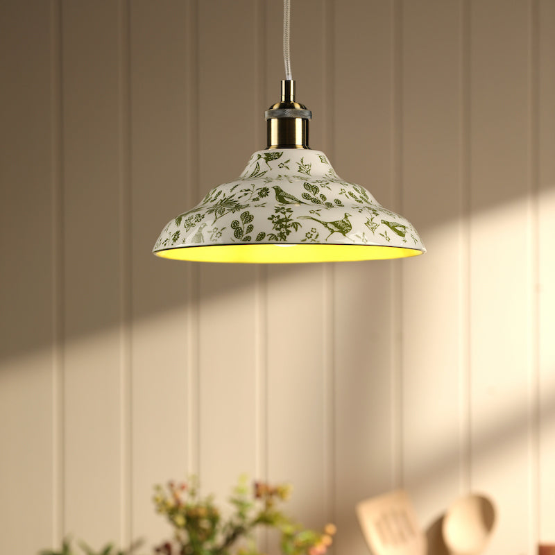Joules Audley Pendant Green Ceramic and Matt Antique Brass