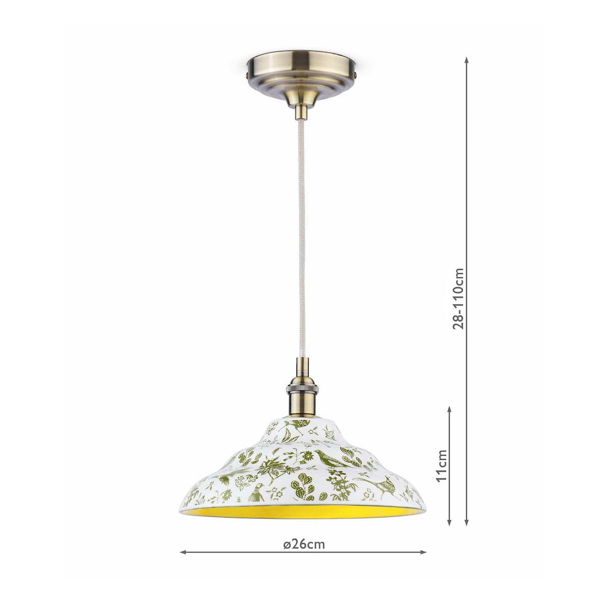Joules Audley Pendant Green Ceramic and Matt Antique Brass