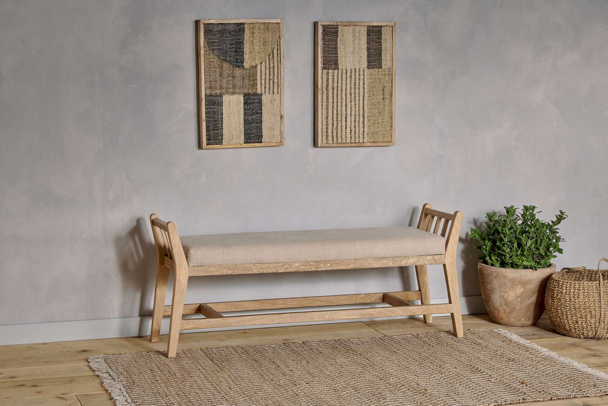 Nkuku Avanthi Upholstered Sleigh Bench Natural