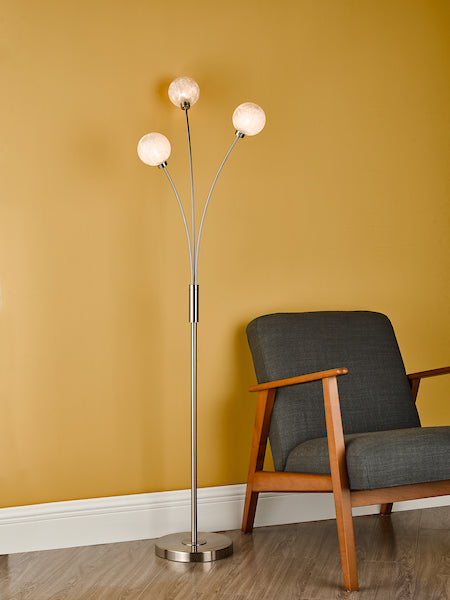 Dar Avari Floor Lamp Satin Nickel & Frosted Glass –  from Amos Lighting + Home