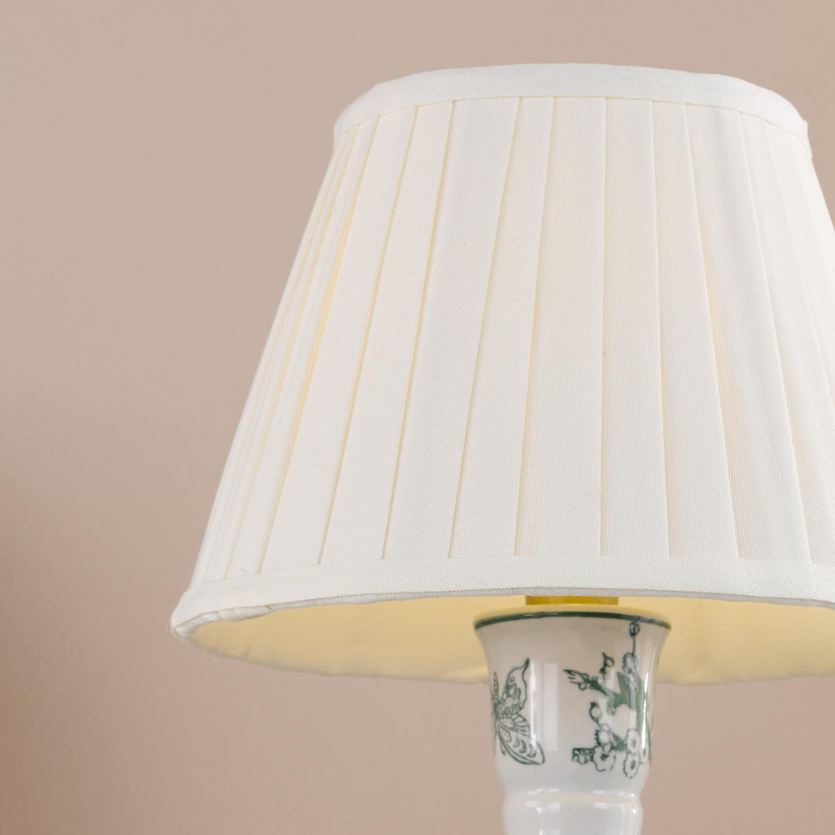 Dar Aviara Table Lamp Green Ceramic With Ivory Pleated Shade