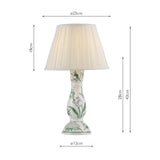 Dar Aviara Table Lamp Green Ceramic With Ivory Pleated Shade