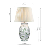 Dar Aviara Table Lamp Green Ceramic and Antique Brass With Ivory Pleated Shade
