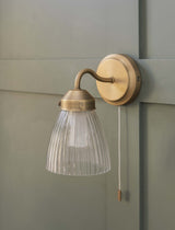 Garden Trading Fovant Bathroom Glass Wall Light Brass