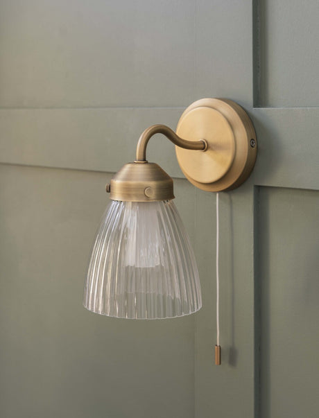 Garden Trading Fovant Bathroom Glass Wall Light Brass