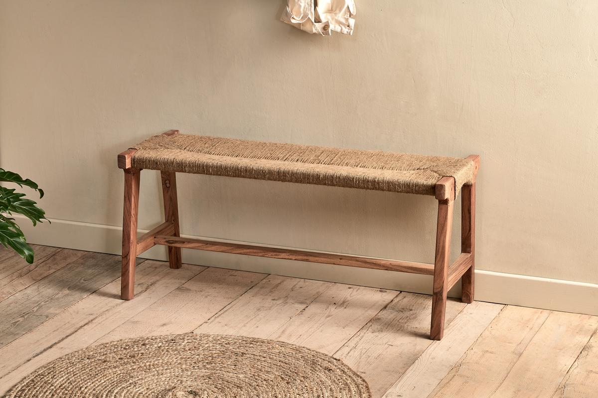 Nkuku Amhara Acacia & Jute Woven Bench Natural