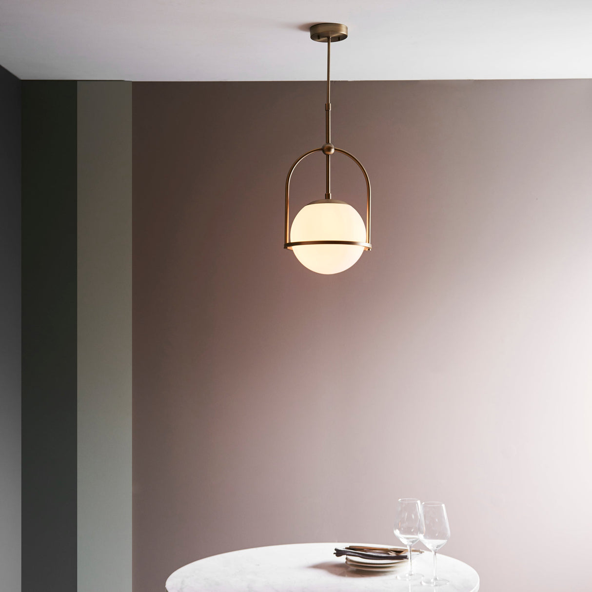 Amos Penthouse Single Pendant Antique Brass from Amos Lighting + Home