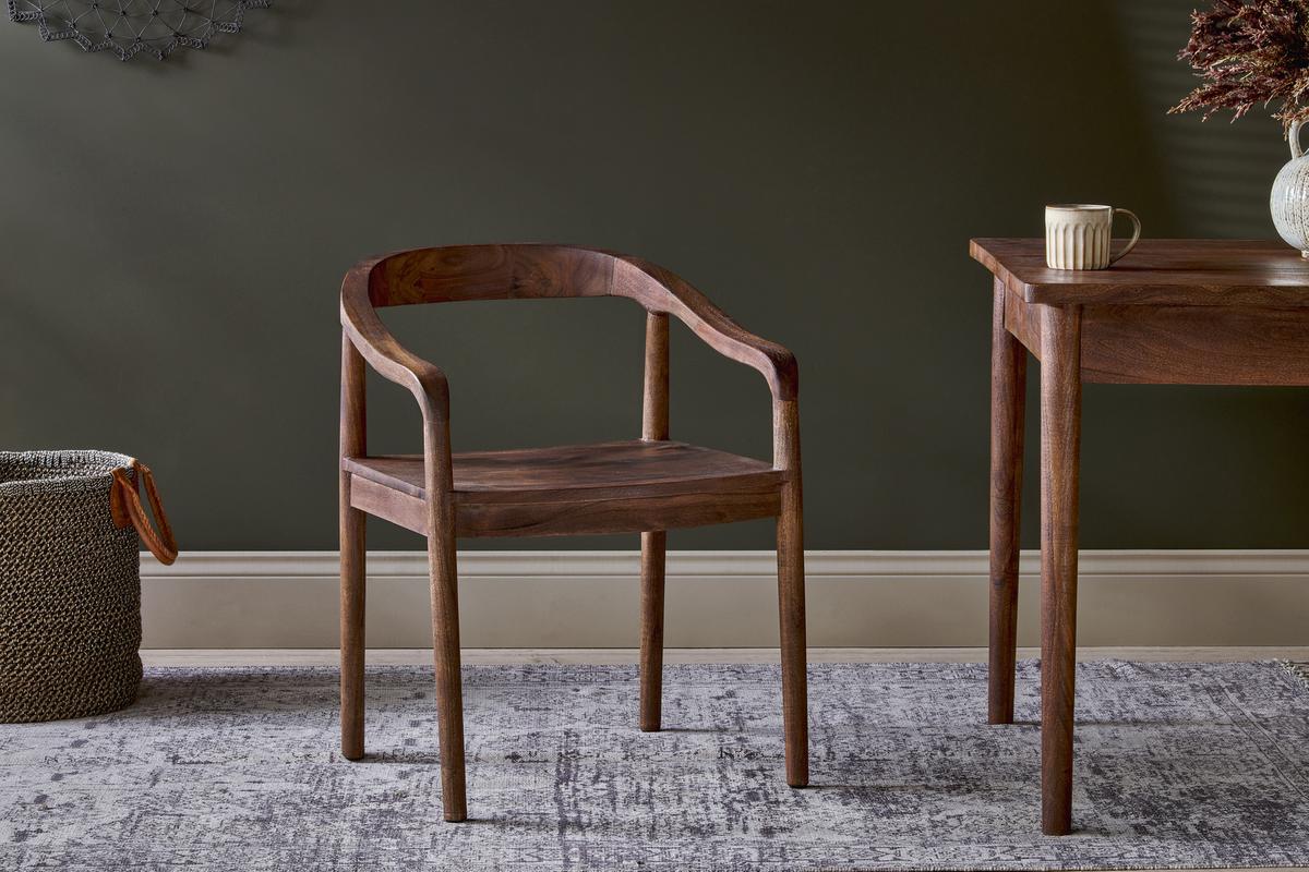 Nkuku Anbu Acacia Dining Chair Washed Walnut