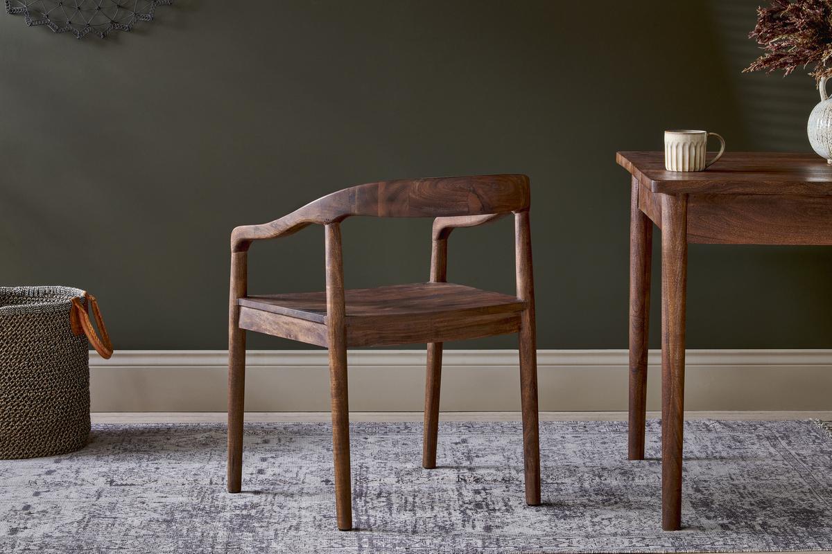 Nkuku Anbu Acacia Dining Chair Washed Walnut – Amos Lighting + Home