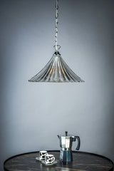 Dar Ardeche Small Fluted Glass Pendant Polished Chrome –  from Amos Lighting + Home