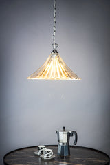 Dar Ardeche Small Fluted Glass Pendant Polished Chrome –  from Amos Lighting + Home