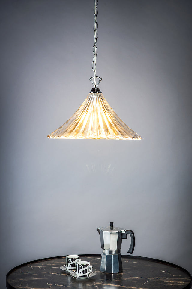 Dar Ardeche Small Fluted Glass Pendant Polished Chrome –  from Amos Lighting + Home