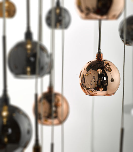 Dar Aurelia 30 Light Cluster Pendant In Copper & Bronze 3M Drop –  from Amos Lighting + Home