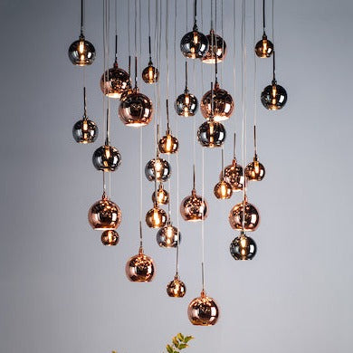 Dar Aurelia 30 Light Cluster Pendant In Copper & Bronze 3M Drop –  from Amos Lighting + Home