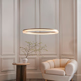 Amos Beaux Brushed Gold Plated & Opal Ribbed Acrylic LED Pendant