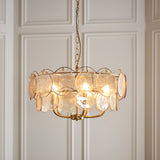 Amos Loire Brushed Aged Brass & Handmade Champagne Glass 5 Light Chandelier