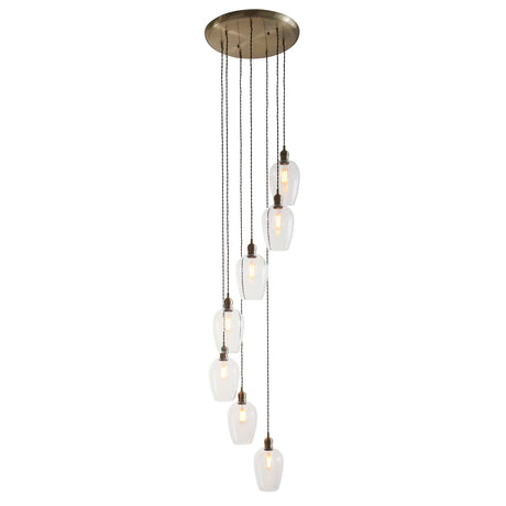 Amos Lucid Antique Brass & Clear Glass 7 Light Cascade