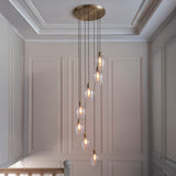 Amos Lucid Antique Brass & Clear Glass 7 Light Cascade