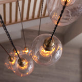 Amos Lucid Antique Brass & Clear Glass 7 Light Cascade