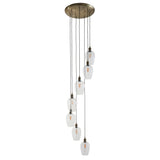 Amos Lucid Antique Brass & Clear Glass 7 Light Cascade
