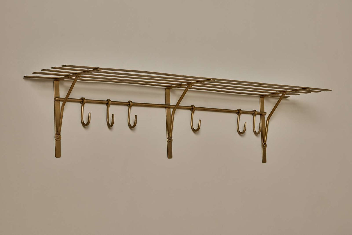 Nkuku Basti Iron Storage Shelf Antique Brass