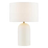 Dar Bayonne Table Lamp White Ceramic and Antique Brass With Linen Drum Shade