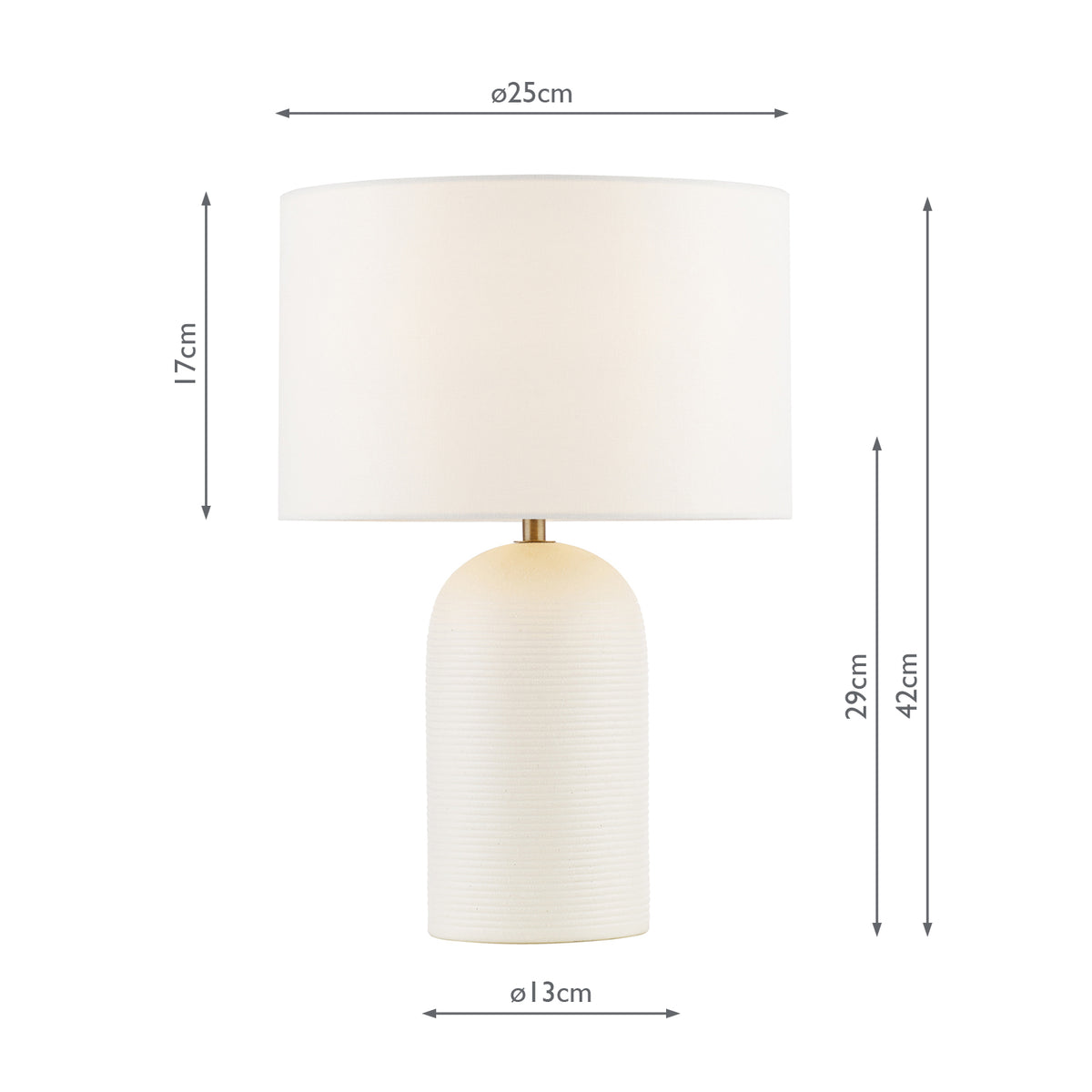 Dar Bayonne Table Lamp White Ceramic and Antique Brass With Linen Drum Shade