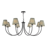 Dar Becca 8 Light Pendant Matt Black With Esther Green Shade