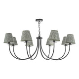 Dar Becca 8 Light Pendant Matt Black With Esther Green Shade