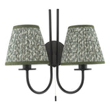 Dar Becca 2 Light Wall Light Matt Black With Green Esther Shade