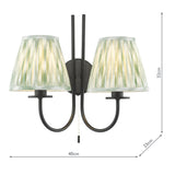 Dar Becca 2 Light Wall Light Matt Black With Green Ikat Shade