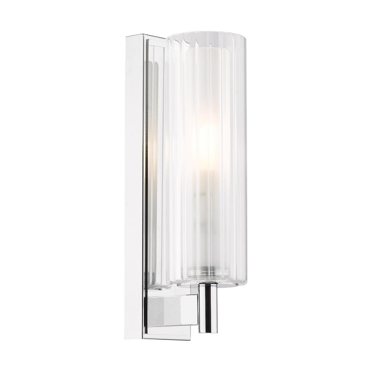 Dar Bevin Bathroom Wall Light Polished Chrome and Ribbed Glass IP44