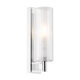 Dar Bevin Bathroom Wall Light Polished Chrome and Ribbed Glass IP44
