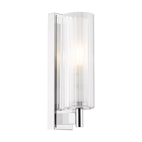 Dar Bevin Bathroom Wall Light Polished Chrome and Ribbed Glass IP44
